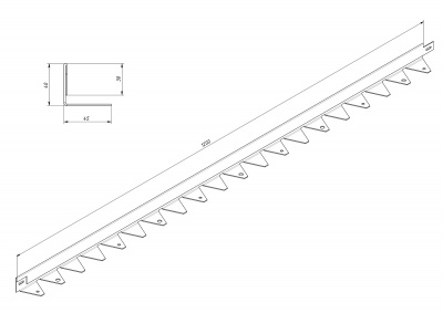 Металлический бордюр Zn 1200*30*45*1,5 компл. (высота 3 см + заклепка)